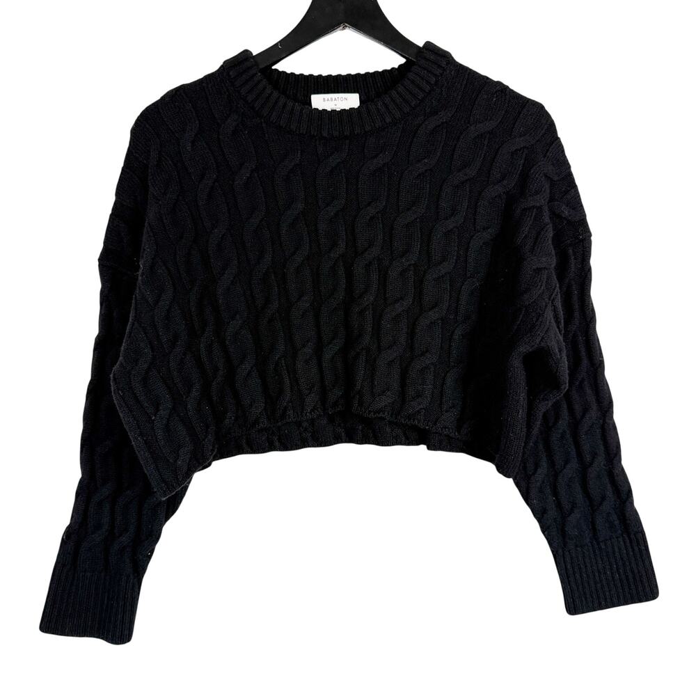 Babaton Aritzia Glory Merino Wool Sweater Crop Black - M